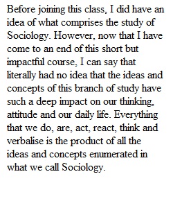 Sociology Week 5 Reflection Paper